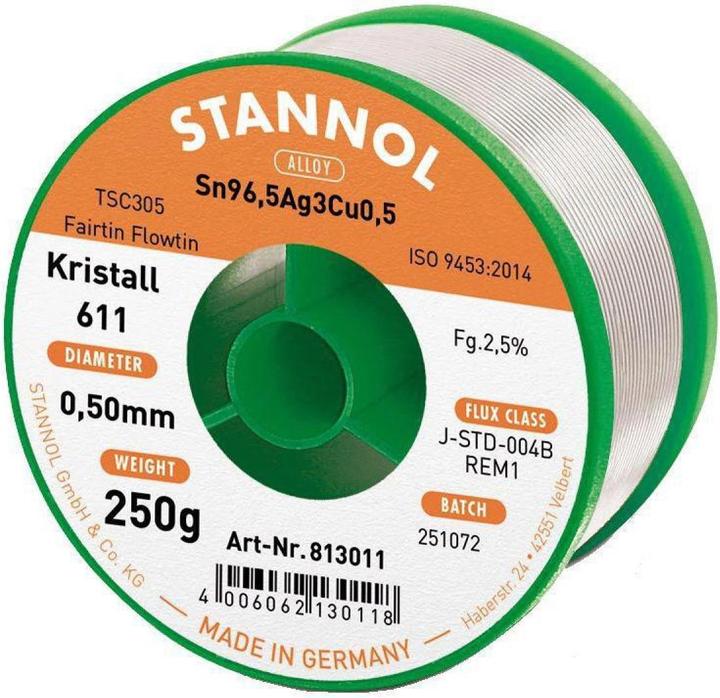 Produktbild Stannol Lötdraht 611 2,5% Ø 0,5 (Lötzinn)
