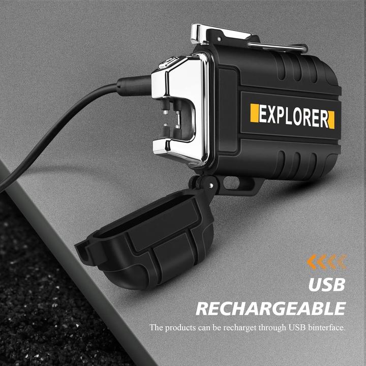 Actual product image Swissdetector Electric double-arc lighter - USB rechargeable - waterproof - Black