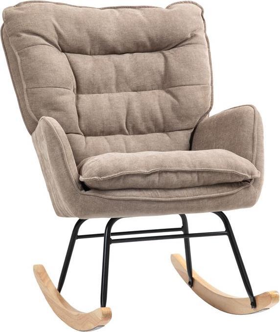 Immagine prodotto Swisshandel24 Schaukelstuhl Armlehnsessel mit Chenilleoptik für Schlafzimmer, bis 12kg, braun