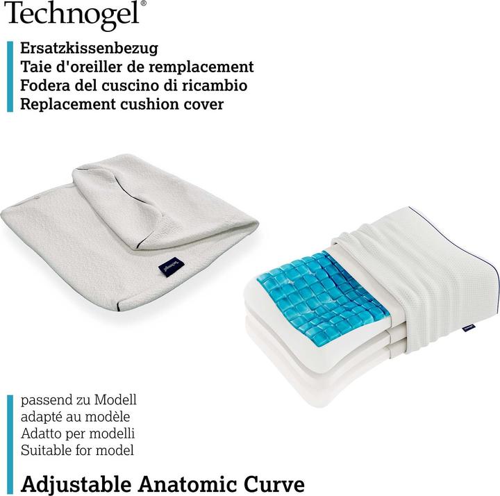 Actual product image Technogel Adjustable cushion Anatomic Curve replacement cover (Pillowcase, 66 x 40 cm)