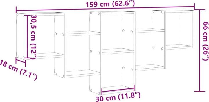 Voedingswaarden en ingrediënten VidaXL Wandplank (159 x 18 x 66 cm)