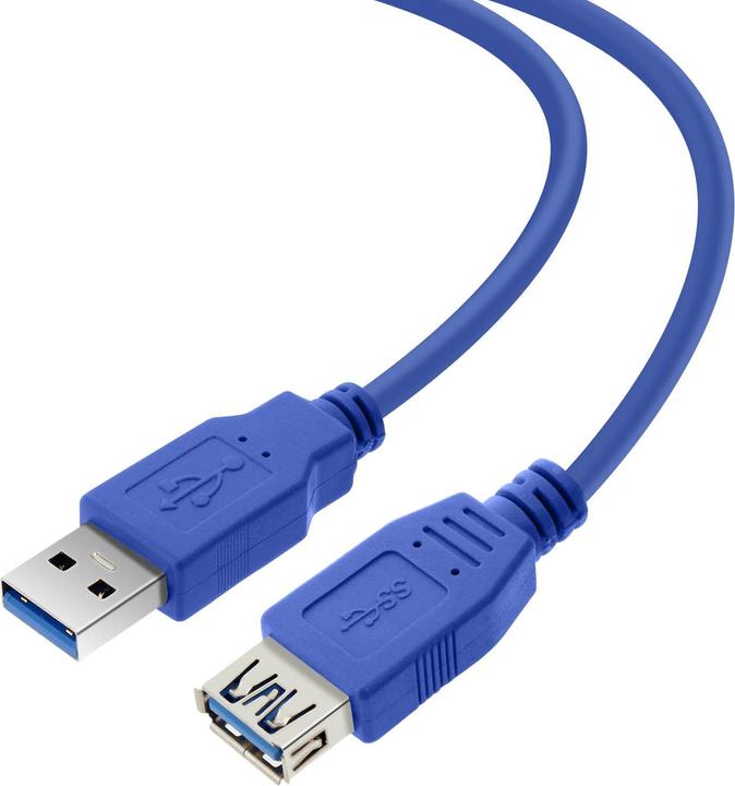Produktbild LinQ USB 3.0 männlich/ USB 3.0 weiblich Verlängerungskabel, 3m, by – Blau (0.30 m, USB 3.0)