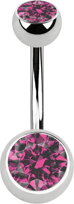 Produktbild Star Piercing Banane silber mit zwei Kugeln Kristall pink (Chirurgenstahl 316L)