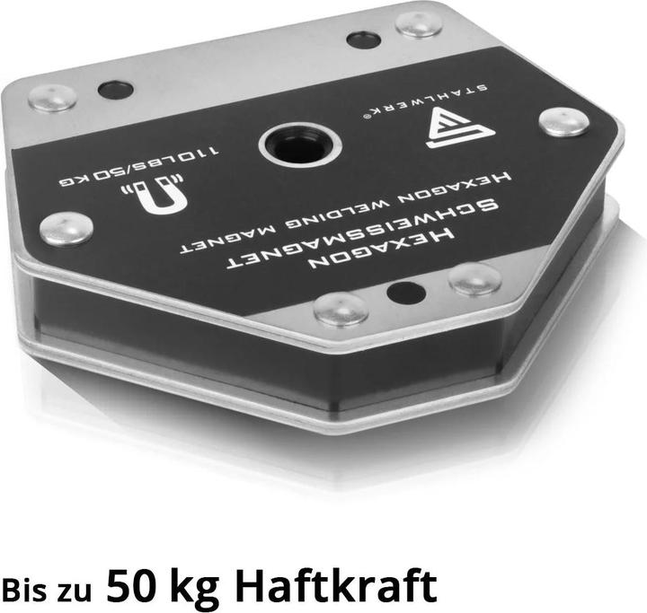 Produktbild Stahlwerk Hexagon Schweissmagnet, Leistungsstarker Magnet 50 kg Haftkraft 2er Set