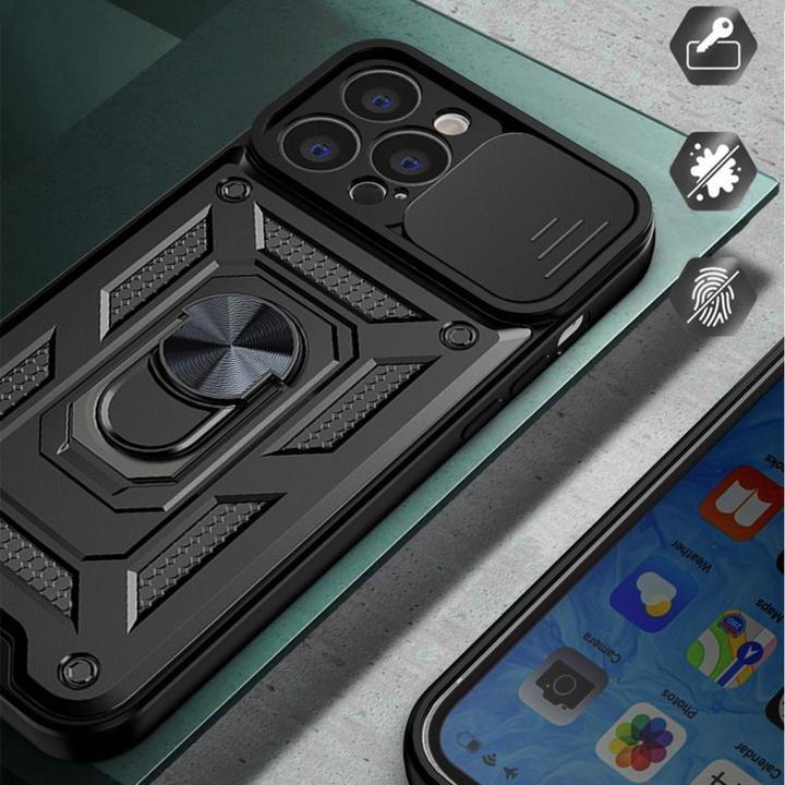 Produktbild Hurtel Hybrid Armor Camshield case for iPhone 13 Pro Max armored case with camera cover blue (Apple iPhone 13 Pro Max)