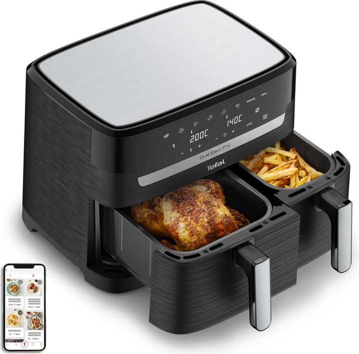 Actual product image Tefal EY9018 Dual Easy Fry Doppelkammer Heissluftfritteuse
