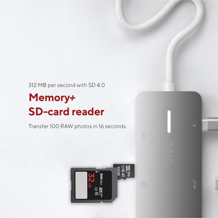 Image du produit LINQ Connects 8in1 PRO USB-C Multiport Hub 140W (USB-C, 8 Ports)