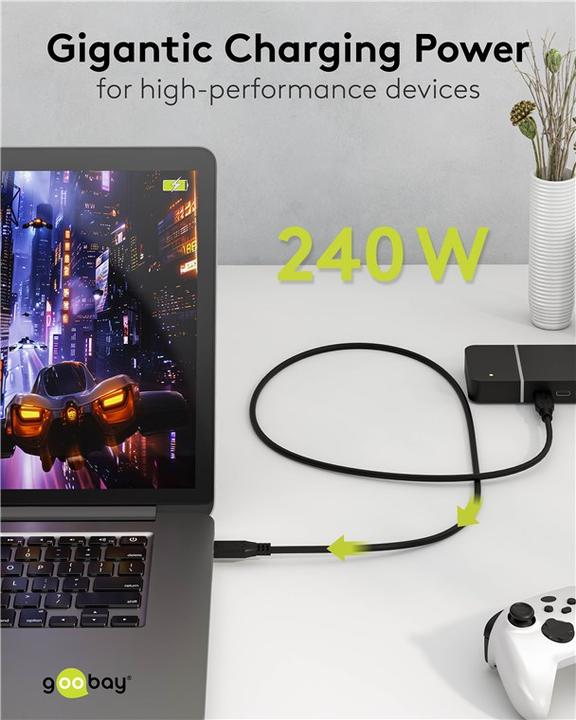 Image du produit Goobay Câble USB-C, USB4, 240 W, 20 Gbit/s, Power Delivery, 2 m (2 m, USB 4.0)