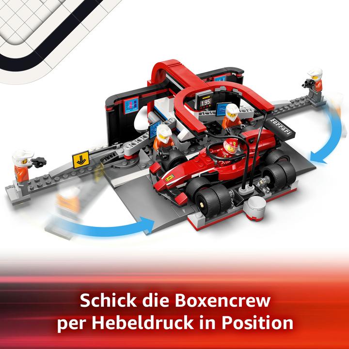 Immagine prodotto LEGO F1 Boxenstopp mit Boxencrew und Ferrari Flitzer (60443, LEGO City)