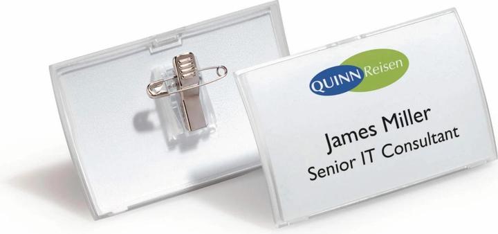 Actual product image Durable Name tag w. combination clip 54x90mm