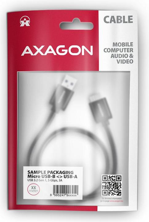 Image du produit Axagon BUMM3-AM10AB Câble Micro-B USB vers USB-A 3.2 Gen 1 (1 m, USB 3.2 Gen 1)