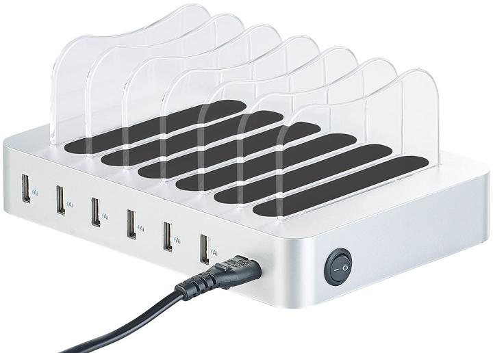 Produktbild Revolt 6-Port-USB-Ladestation mit entnehmbaren Trennwänden (50 W)