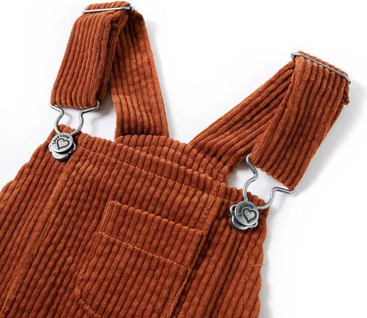 Actual product image VidaXL Children's dungaree dress corduroy cognac 104,Material: 100 (104)