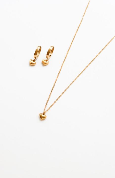 Tara Style Bold Heart Schmuck Set (waterproof) (18k Edelstahl vergoldet, 100% wasserfest)