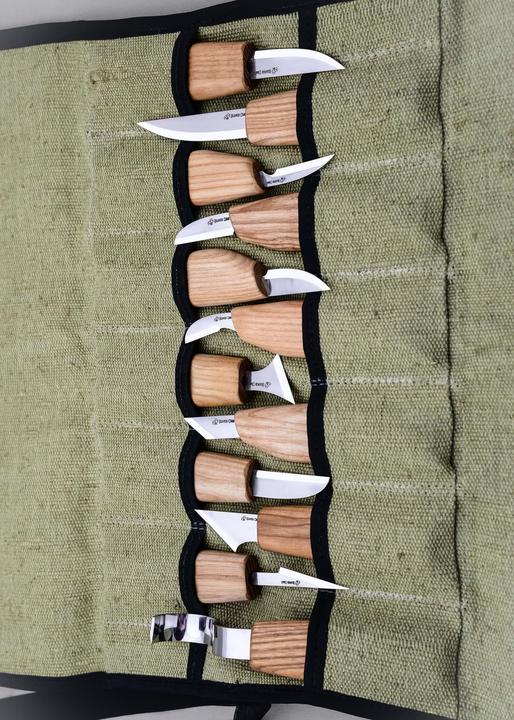 Actual product image Beaver Craft Wood carving set 12 pieces with tool roll and accessories