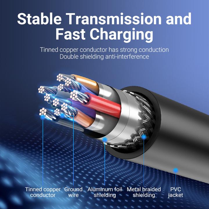 Actual product image Vention USB 3.0 A to Micro-B cable COPBD 0.5m Black PVC (0.50 m, USB 3.0)