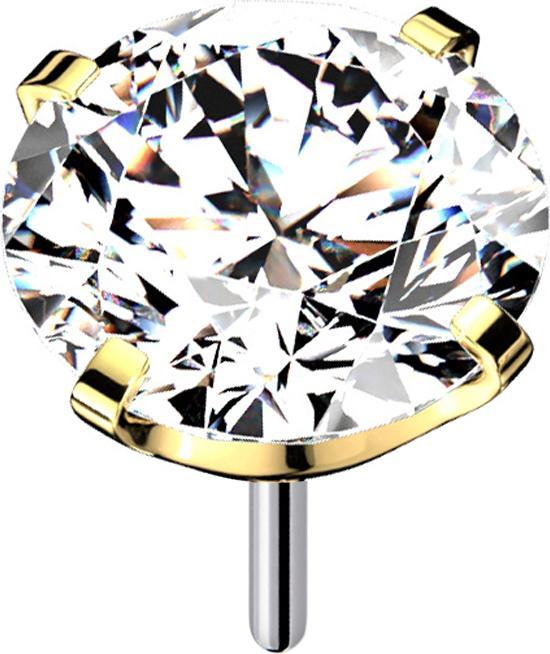 Actual product image Star Piercing Threadless gold-plated with silver-set crystal (without brass, Titanium G23)