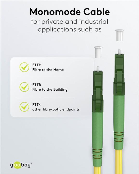 Image du produit Goobay Câble à fibre optique FTTH, monomode OS2 jaune, jaune simplex, 25 m (S/UTP, CAT6, 25 m)