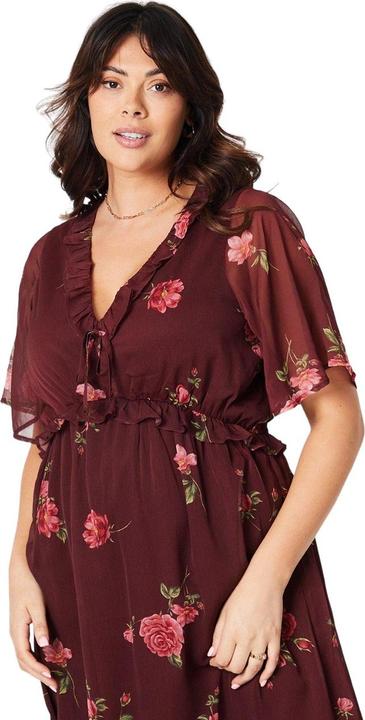 Actual product image Dorothy Perkins Womens/Ladies Floral Chiffon Frill Plus Midi Dress (44 D)