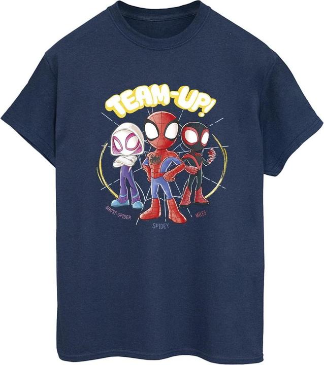 Actual product image Womens/Ladies Spidey And His Amazing Friends Sketch Cotton Boyfriend T-Shirt (XL)