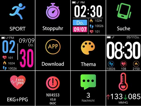 Produktbild Newgen medicals NX-4553-919 Fitness-Uhr (45 mm)
