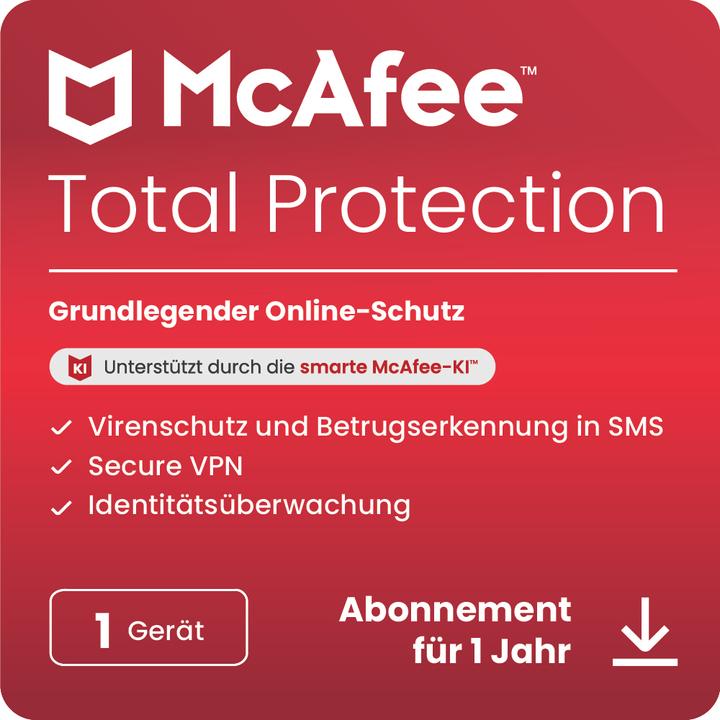 McAfee Total Protection - 1 Gerät (1 User, 1 Geräte/User, 12 Monate)