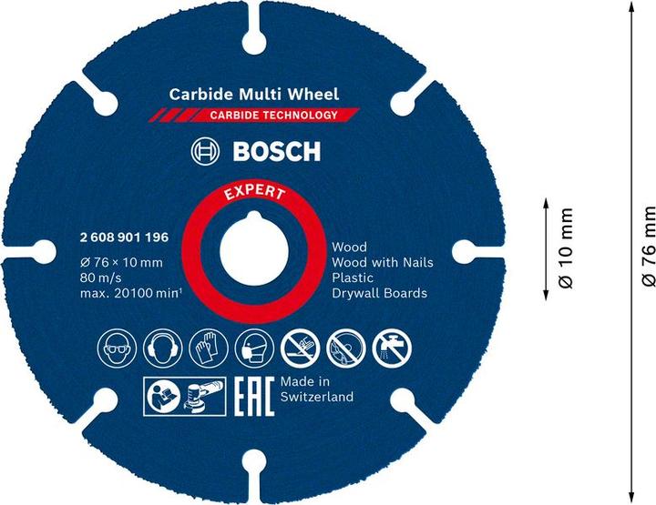 Produktbild Bosch Professional Zubehör EXPERT Carbide Multi Wheel Trennscheibe, 76 mm, 10 mm