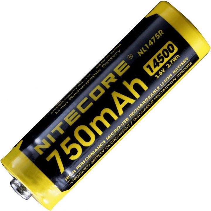 Actual product image Nitecore Li-Ion battery type 14500 - 750mAh - NL1475R