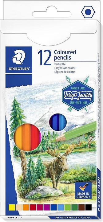 Produktbild Staedtler Farbstift (Orange, Bordeauxrot, Gelb, Pfirsisc, Blau, Lichtblau, Rot, 12 x)
