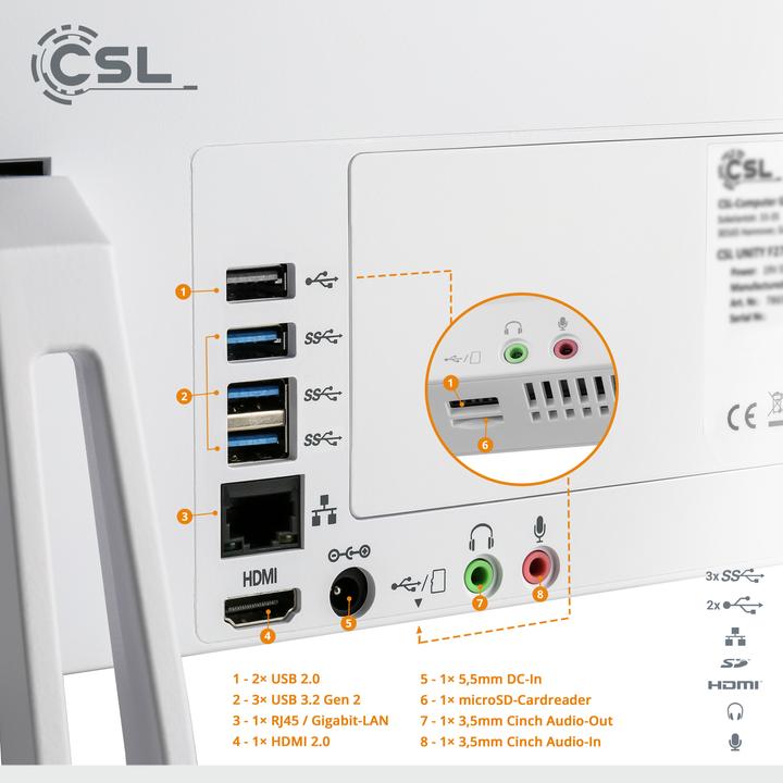 Immagine prodotto CSL PC All-in-One Unity F27W-ALS 512 GB 8 GB di RAM Win 11 Pro (Intel N200, 8 GB, 512 GB, Grafica Intel UHD)
