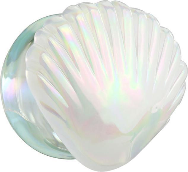 Actual product image Star Piercing Flared Plug iridescent white shell made of glass (without brass, Glass)
