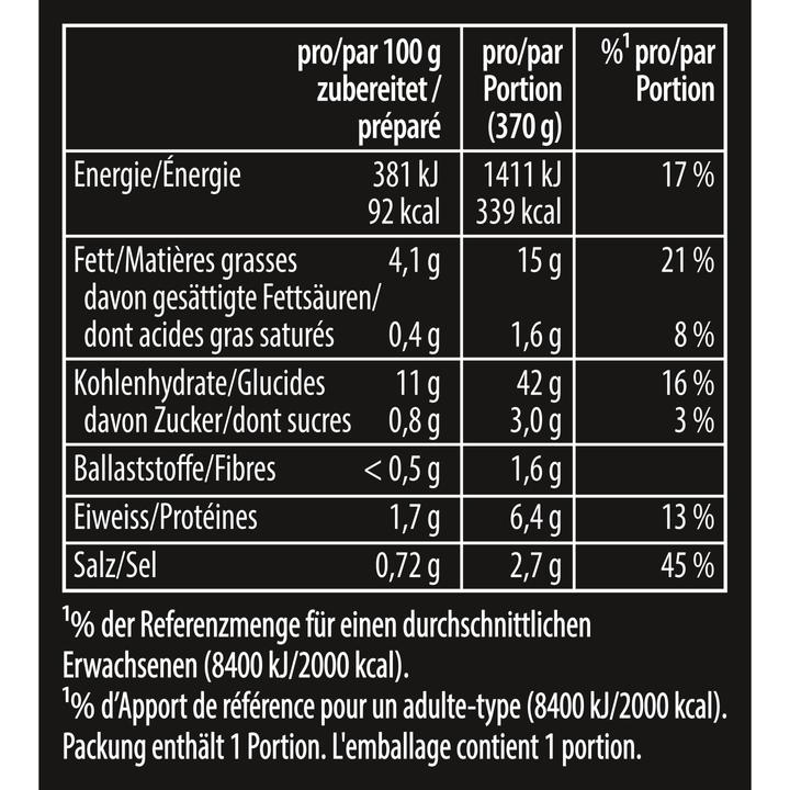 Nährwerte und Zutaten Knorr Asia Noodles Vegetable Beutel, Instant Asiatische Nudeln mit Gemüse, in 3 Minuten zubereitet (70 g)