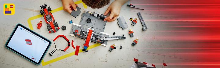 Immagine prodotto LEGO F1 Boxenstopp mit Boxencrew und Ferrari Flitzer (60443, LEGO City)