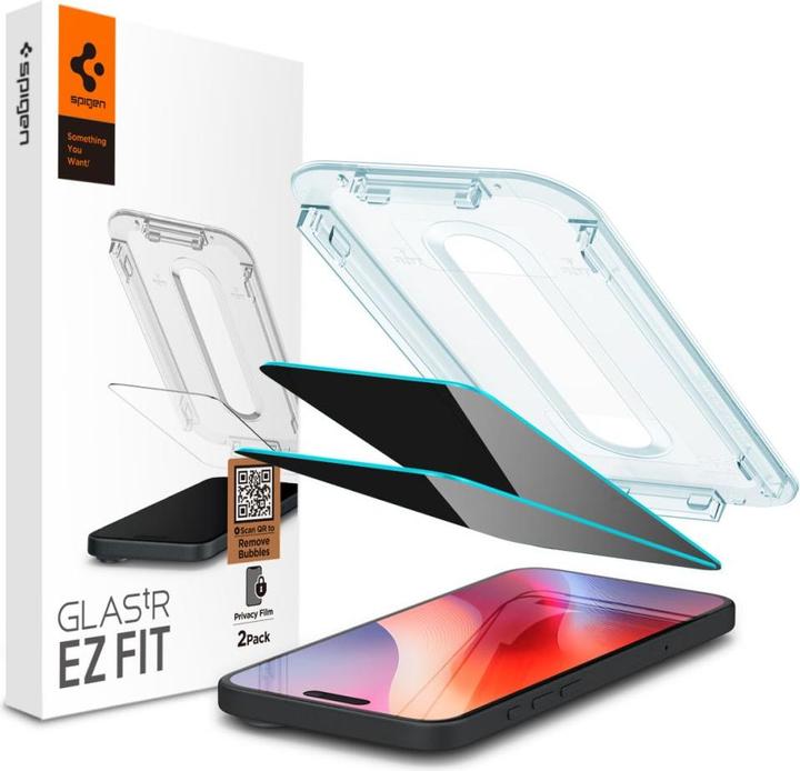 Actual product image Spigen Glas.Tr ”Ez Fit” 2-Pack forfor iPhone 16 Pro Max 6,3" privacy (2 Piece, Apple iPhone 16 Pro Max)