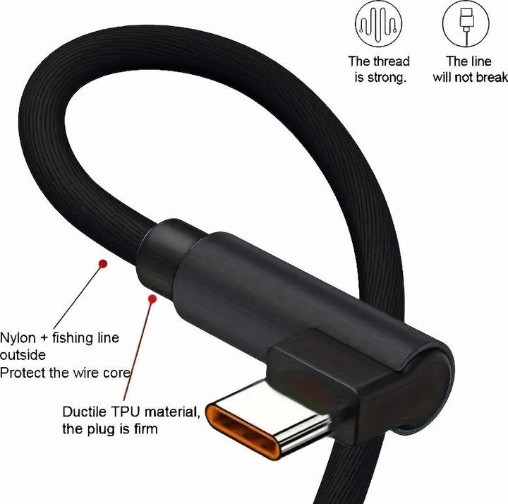 Produktbild Cbx 90 Grad Winkel Ladekabel USB-C / USB-A, 100cm (1 m)