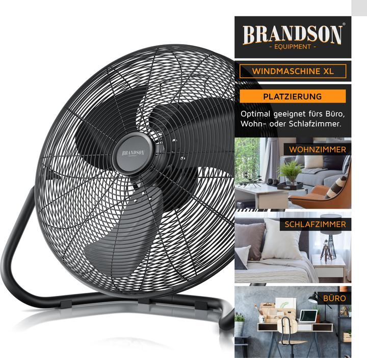 Immagine prodotto Brandson Macchina del vento 53,5 cm Ø, ventilatore retrò da pavimento 200W inclinabile, maniglia per il (67 dB)