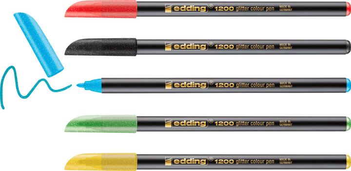 Actual product image Edding 1200 glitter fibre-tip pens set of 5 basic (Multicoloured, 5 x)