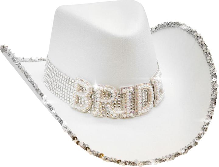 Produktbild Widmann Cowboyhut weiss "Braut" mit Perlendeko