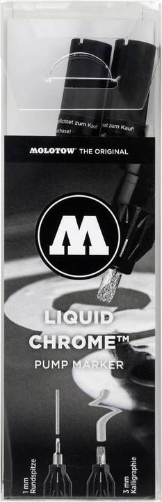 Produktbild Molotow Liquid Chrome Marker Calligraphy Set (Rundspitze 1,0mm und Kalligrafiespitze 3,0mm, Spezialt (Schwarz, 3 mm, 2 x)