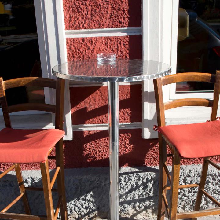 Actual product image Wiltec Height-adjustable bar table 70/110 cm Ø60 cm 2in1 aluminium bistro table Bar table (60 x 60 x 110 cm)
