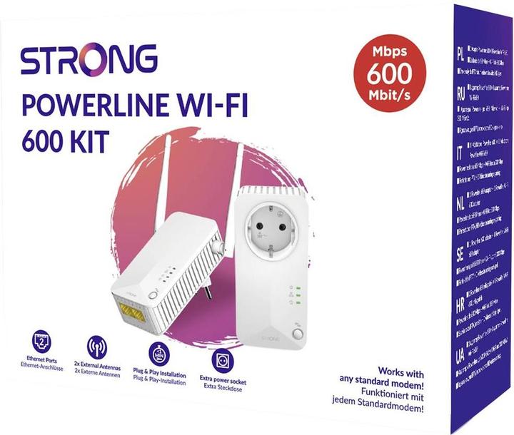 Productafbeelding Strong Powerline Wi-Fi 600 Kit EU V2 2-pak (600 Mbit/s)
