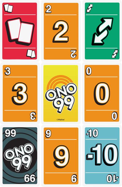 Actual product image Mattel Games O'NO 99 card game (German, French, Italian, English)