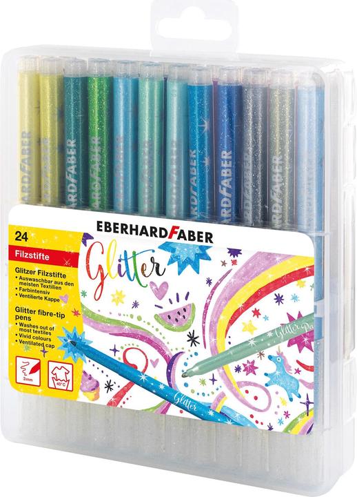 EberhardFaber Crayon fibre Glitter (Multicolore, 24 x)