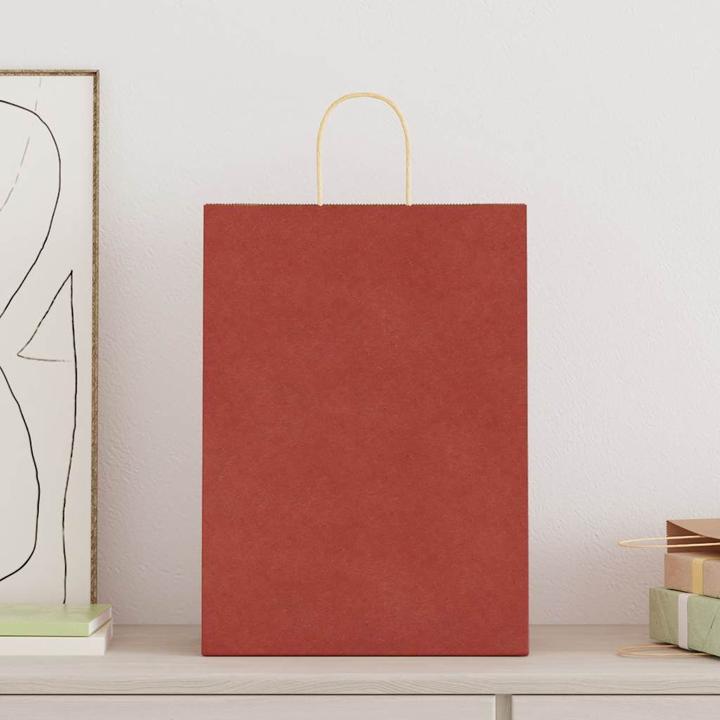 Produktbild VidaXL Kraftpapiertüten 50 Stk. mit Henkel Rot 32x17x44 cm Papiertüte (Geschenktüte, 50 x)