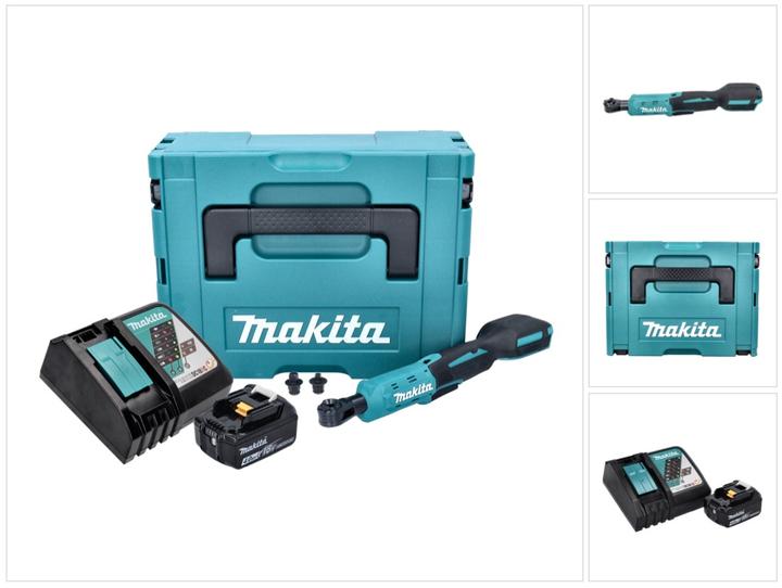 Makita DWR 180 RM1J Akku Ratschenschrauber 18 V 47,5 Nm 1/4" 3/8" + 1x Akku 4,0 Ah + Ladegerät + (1/4", 3/8")