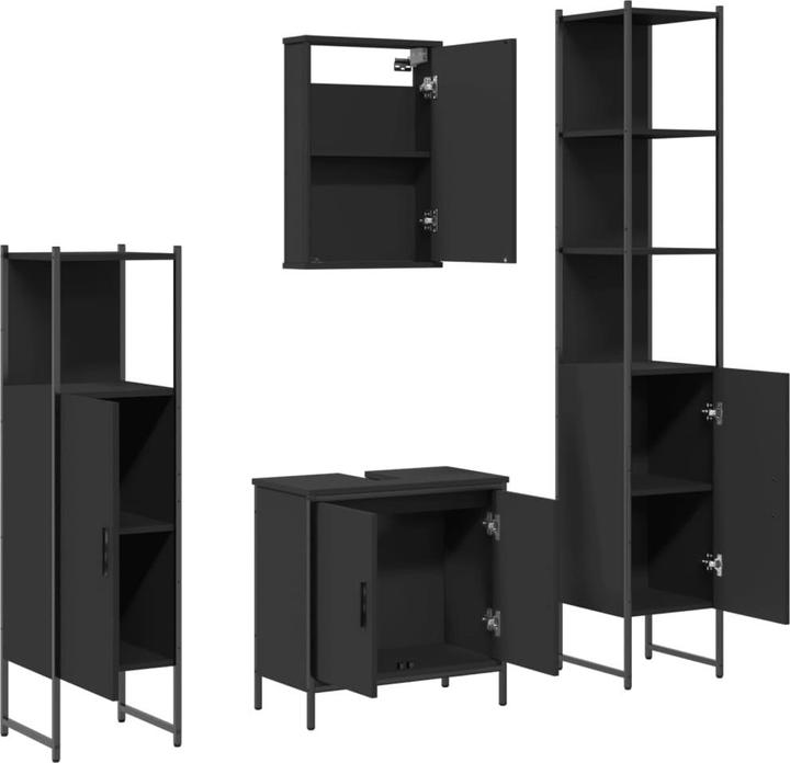 Actual product image VidaXL Bathroom furniture set Mirror cabinet Vanity unit Bathroom cabinet 4-piece black