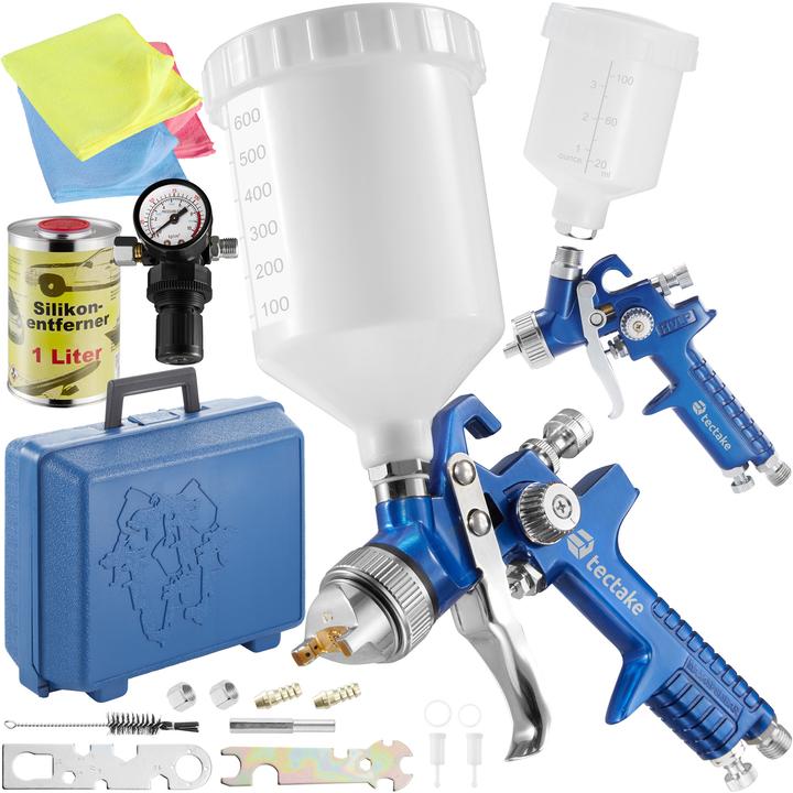 Produktbild tectake 2 HVLP Lackierpistolen mit Silikonentferner