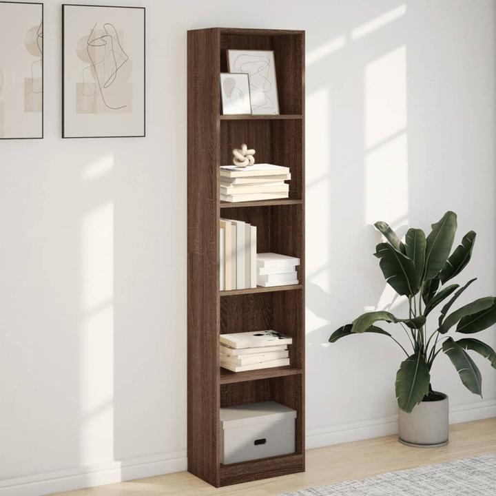 Actual product image VidaXL Bücherregal Regal Standregal Büroregal Aktenregal Braun Eichen-Optik (40 x 24 x 176 cm)