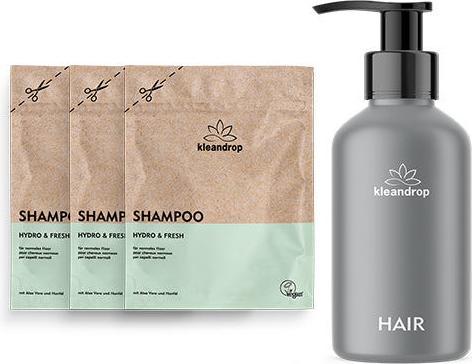 Immagine prodotto Kleandrop Polvere, Starter Set per la cura dei capelli Trio (200 ml, Shampoo liquido)
