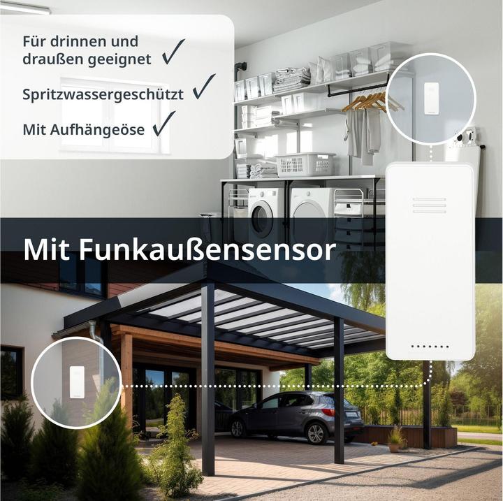 Produktbild ADE Wetterstation mit Funk-Aussensensor Weiss, Funktionen
